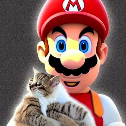 Prompt: mario as cat peach