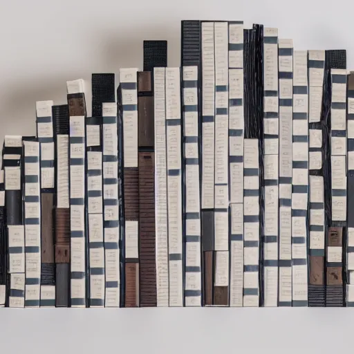 Image similar to photograph of a book made up of building blocks, white background, studio lighting