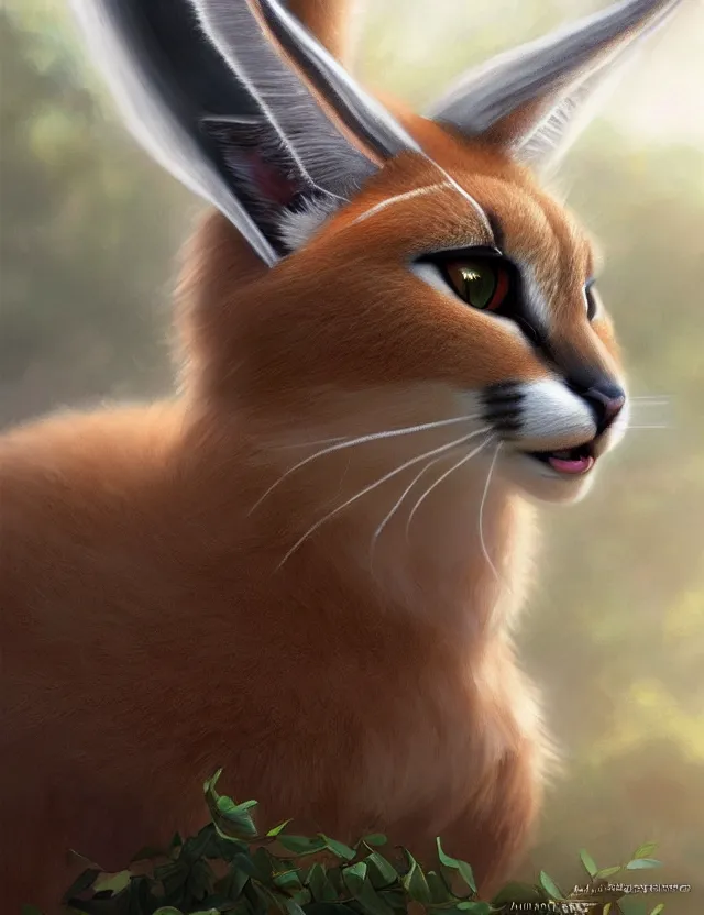 Prompt: cute fluffy caracal in a ancient greek city, wearing laurel chaplet hat on head | | cute, key visual, realistic shaded perfect face, fine details by stanley artgerm lau, wlop, rossdraws, james jean, andrei riabovitchev, marc simonetti, and sakimichan, trending on artstation