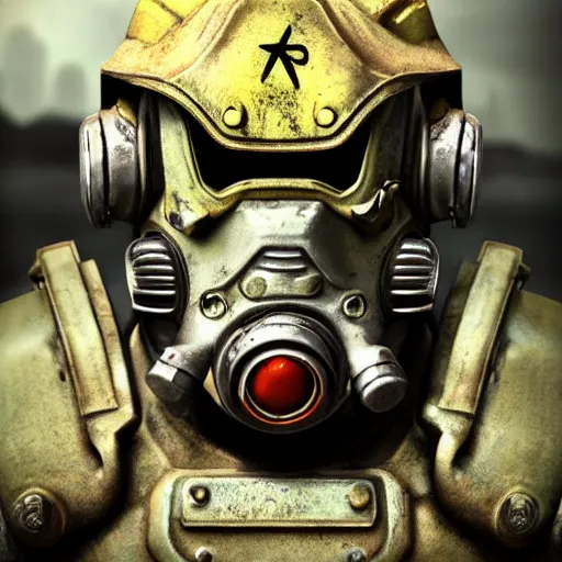 Image similar to fallout power armor, photo, realistic