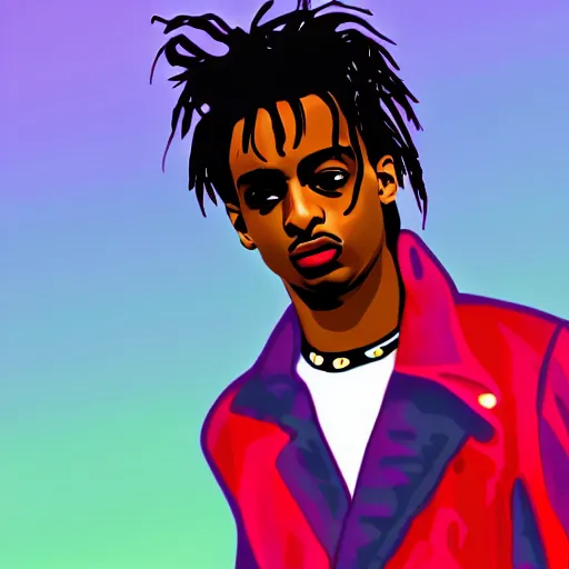 Prompt: playboi carti in the style of a gta loading screen