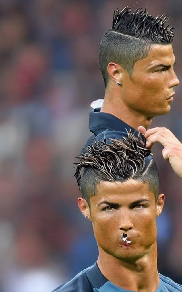 Prompt: cristiano ronaldo with a mohawk hair