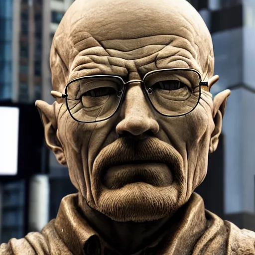 Image similar to a highly detailed renaissance sculpture of walter white by michelangelo, standing in times square, 3 d render, hyper detailed, sharp focus, 8 k resolution