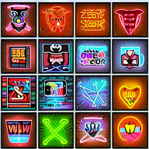 Prompt: 2 5 neon - themed telegram stickers in a 5 x 5 grid
