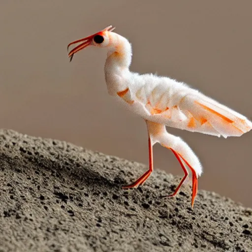 Image similar to A bird-shrimp hybrid animal