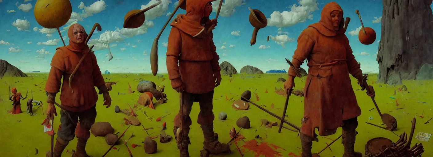 Image similar to full - body portrait surreal colorful clay fighting artstation rpg barbarian character concept art anatomy, action pose, very coherent and colorful high contrast masterpiece by norman rockwell franz sedlacek hieronymus bosch dean ellis simon stalenhag rene magritte gediminas pranckevicius, dark shadows, sunny day, hard lighting, reference sheet white! background