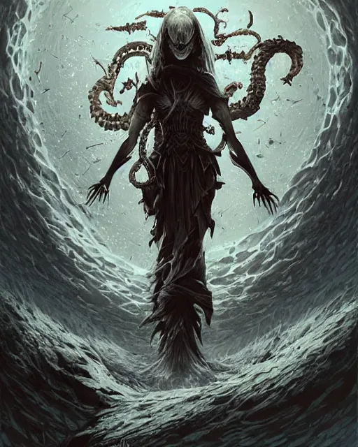 Image similar to The last enemy that shall be destroyed is death, full body image, artwork by artgerm, Luminism, Behance HD, D&D, extraordinary phenomenon, fantasy, intricately detailed, elegant, digital painting, smooth, cry engine, , sharp focus, art by Greg Rutkowski, art by Ruth Asawa, art by Tim Burton, art by Ted Nasmith, art by H.R. Giger