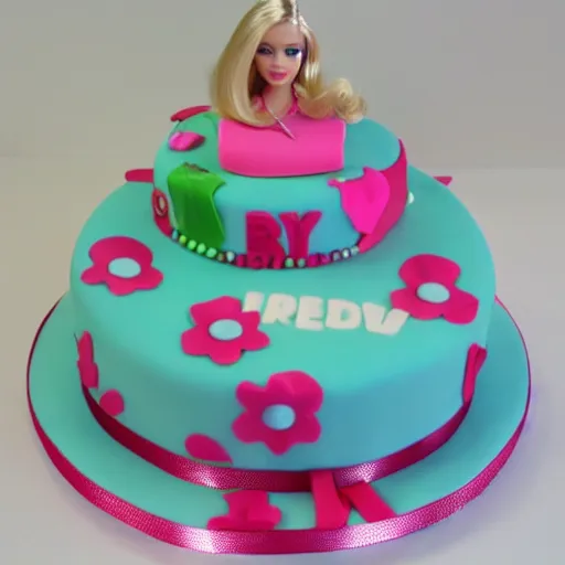 Prompt: birthday cake of barbie veterinary