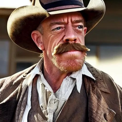 Image similar to j. k. simmons as a cowboy with a moustache