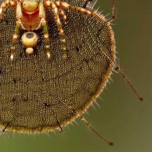 Image similar to horrifying spider trypophobia small spiders on it's back coming out