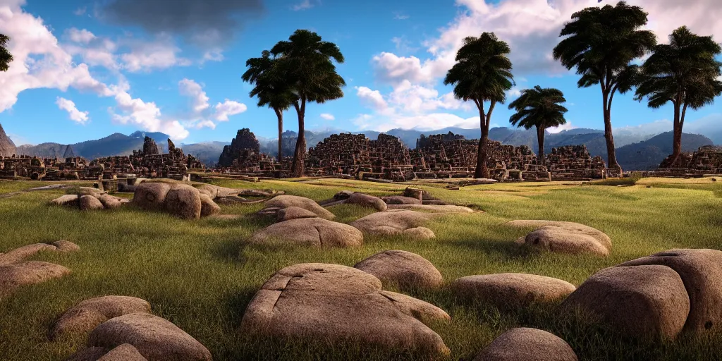 Prompt: sacsayhuaman, unreal 5, hyperrealistic, realistic, photorealistic, dynamic lighting, highly detailed, cinematic landscape, studio landscape, studio lighting