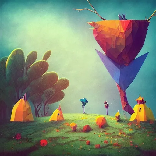 Image similar to low poly, pixar, surreal hybrid animals, nostalgia for a fairytale, magic realism, flowerpunk, mysterious vivid colors by andy kehoe and amanda clarke en un mundo de Gediminas Pranckevicius