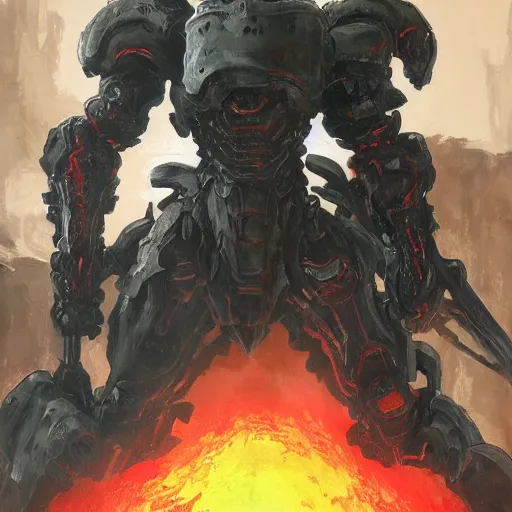 Image similar to doom slayer, painted by tsutomu nihei, painted by stanley lau