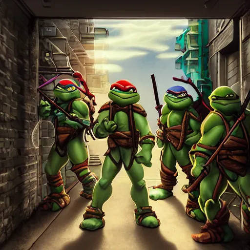 cartoon teenage mutant ninja turtles, standing in | Stable Diffusion ...