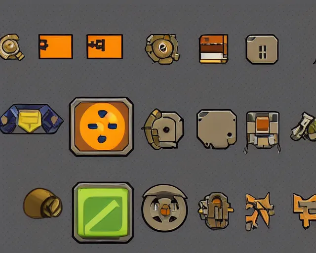 Prompt: digital art videogame inventory icon for factorio like, game ui asset design