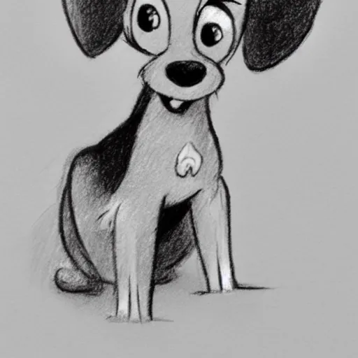 Image similar to milt kahl pencil sketch of happy mini schnauzer cartoon lady and the tramp style