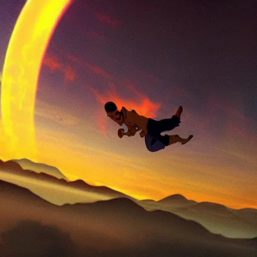 Prompt: aang from avatar the last airbender skydiving