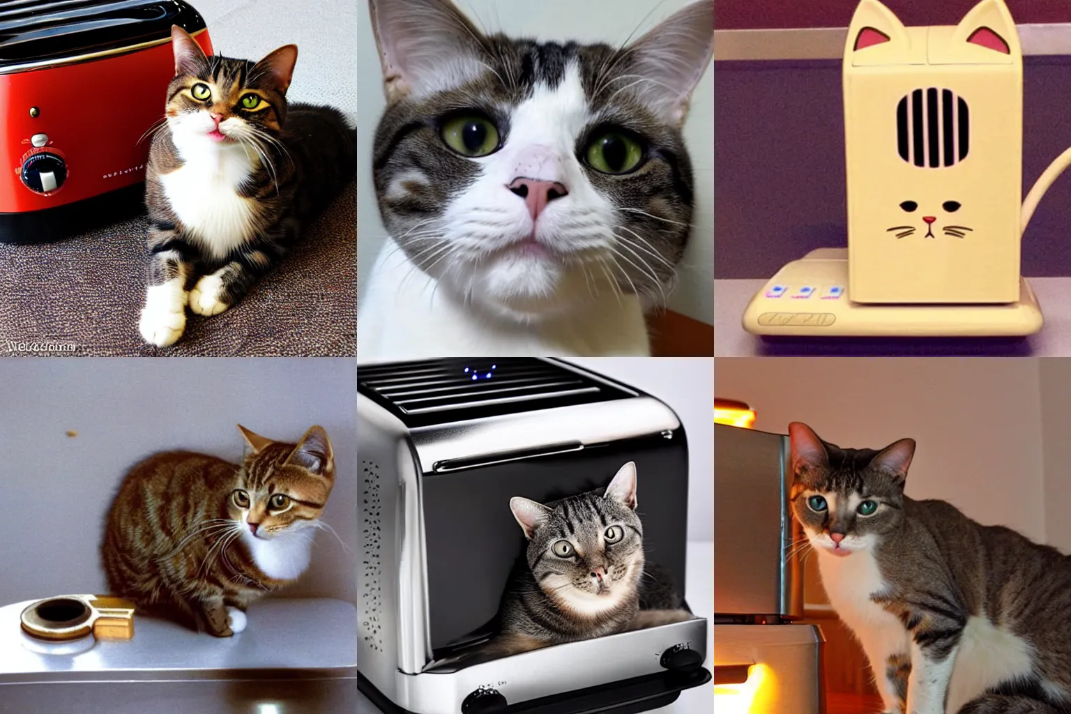 Prompt: A cat that is also a toaster