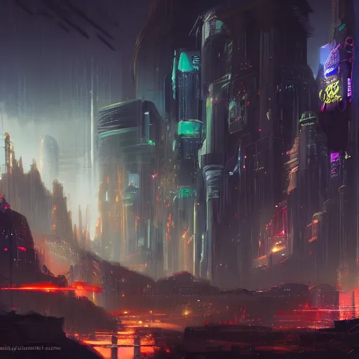 ghostpunk futuristic japan city view by eddie mendoza | Stable 