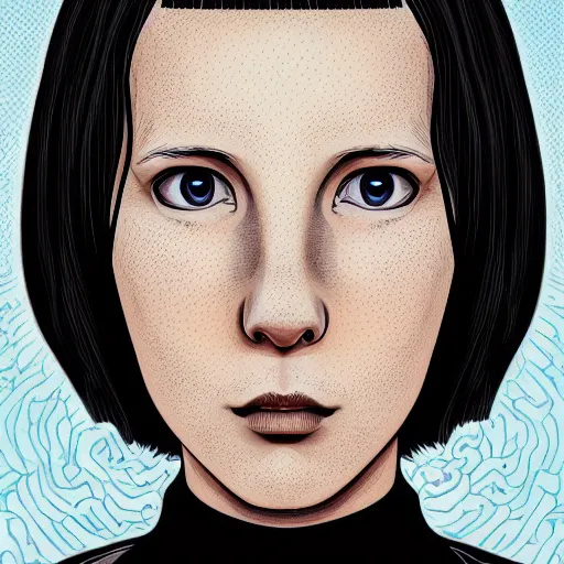 Prompt: a detailed portrait of millie bobby brown in the style junji ito, 8k, ornate, intricate