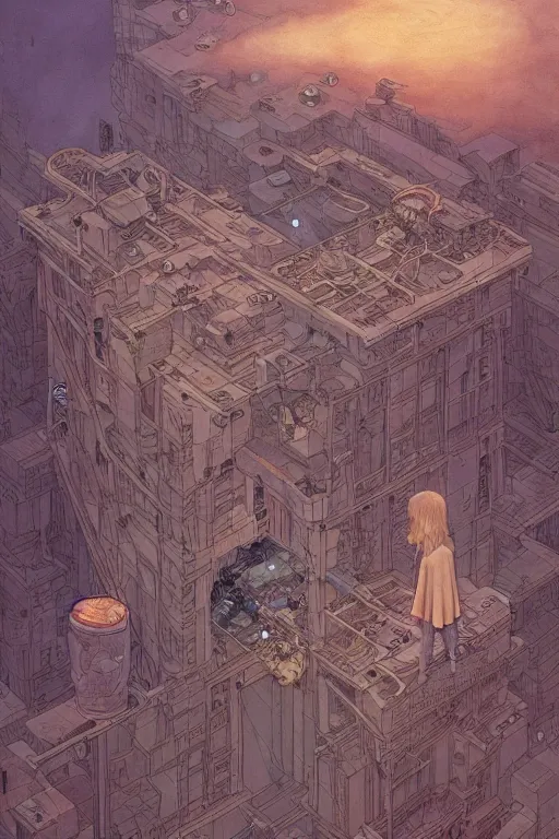 Image similar to the ego separates, by Moebius!!, by Mattias Adolfsson, ((by Mandy Jurgens)), oil on canvas