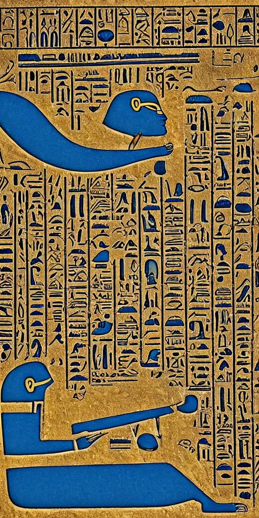 Image similar to egyptian hieroglyph blueprints to a spaceship