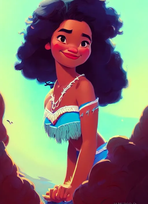 Image similar to dream highly detailed portrait of disney's princess moana, magnificent, photographic realistic background, by atey ghailan, by greg rutkowski, by greg tocchini, by james gilleard, by joe fenton, by kaethe butcher, trending on instagram, award winning details