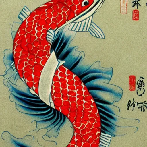 Image similar to japanese woman koi fish japanese art