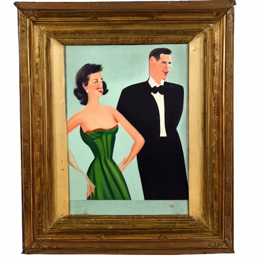 Prompt: 1 9 5 0 s painting portrait of a couple