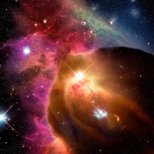 Prompt: a photo of an enormous space cat in front of a nebula captured by the James Webb Space Telescope JWST, by Hubble, by NASA, astrophotography, 8k, high detail