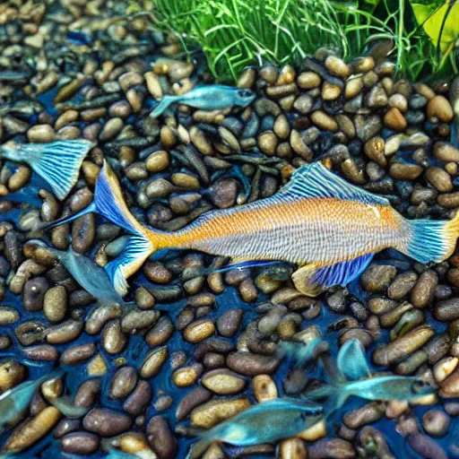 Prompt: fish swimming in beans uk