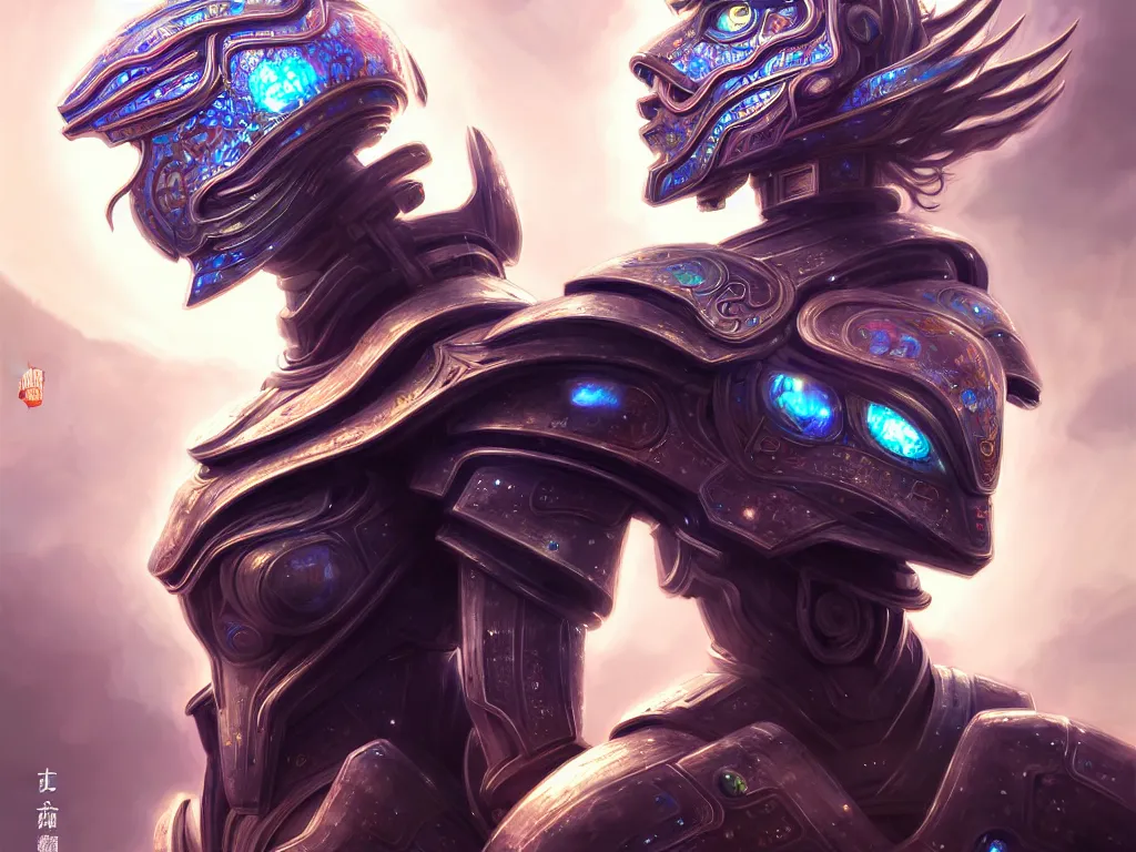 Image similar to portrait futuristic knights of zodiac armor girl, abstract chinese dragon character concept, at future neon tokyo light rooftop, ssci - fi and fantasy, intricate and very very beautiful and elegant, highly detailed, digital painting, artstation, concept art, smooth and sharp focus, illustration, art by tan zi and ayanamikodon and alphonse mucha and wlop