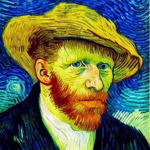 Image similar to a portrait of boris johnson earing a straw hat in a scenic environment by van gogh