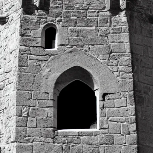 Image similar to james webb photography outside castle window in medieval times, black and white photography