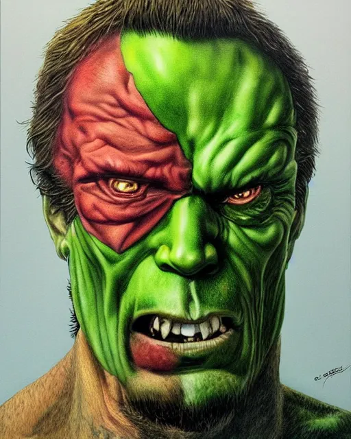 Image similar to green sad devil by glenn fabry, hyperrealism