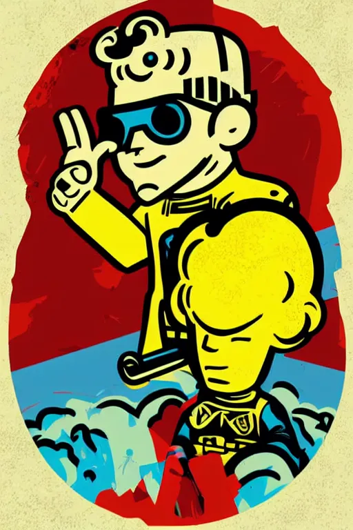 Image similar to fallout 7 6 retro futurist illustration art by butcher billy, sticker, colorful, illustration, highly detailed, simple, smooth and clean vector curves, no jagged lines, vector art, smooth andy warhol style