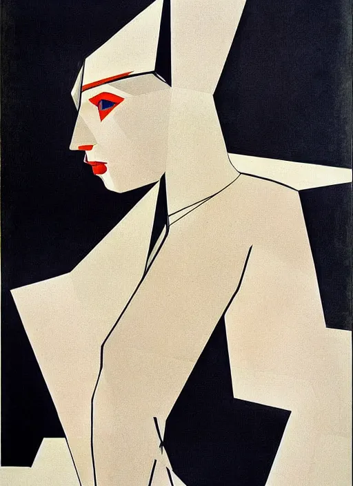 Image similar to constructivism monumental graphic super flat style figurative detailed portrait by avant garde painter and leon bakst, illusion surreal art, highly conceptual figurative art, intricate detailed illustration drawing, controversial poster art, geometrical drawings, no blur