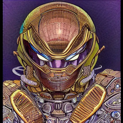 Image similar to portrait of the cyber archangel, intricate, highly detailed, masterful, in the style of moebius, akira toriyama