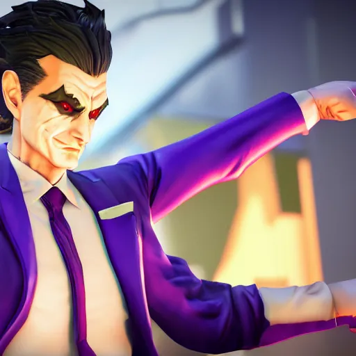 Image similar to Phoenix Wright as the Joker, highly detailed, trending on artstation, Unreal Engine 4K