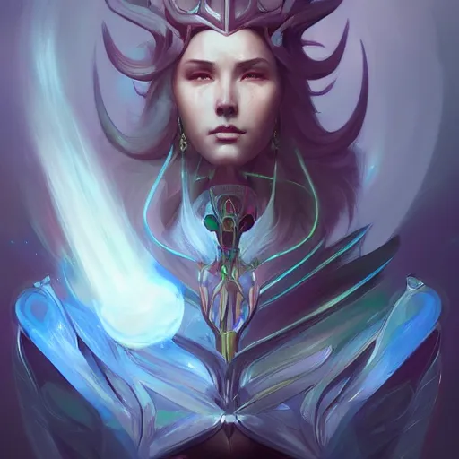 Prompt: portrait of a beautiful metaphysical cybernetic emanation, concept art by pete mohrbacher and artgerm and wlop, digital art, highly detailed, intricate, fantasy, mystical, sharp focus, Trending on Artstation HQ, deviantart, unreal engine 5, 4K UHD image