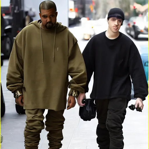 Prompt: kanye west kills pete davidson on twin towers