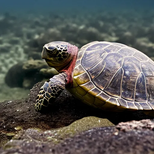 Prompt: Winston Churchill astonished at discovering the first turtle ever in Galapagos, XF IQ4, f/1.4, ISO 200, 1/160s, 8K, RAW, unedited, symmetrical balance, in-frame