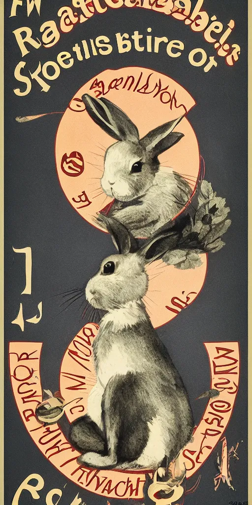 Image similar to a rabbit in the style of a 1 9 0 0 s poster advertisement