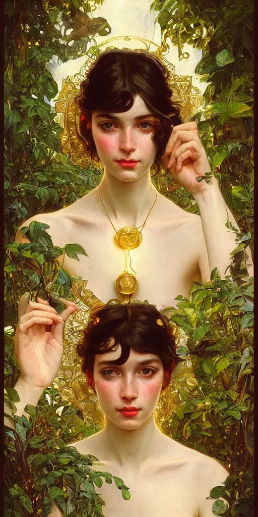 Image similar to hyper realistic photographer looking through a vintage medium format camera, design on white background, beautiful details, lush foliage cyberpunk, gold, drawn by john singer sargent, tom bagshaw, norman rockwell, alphonso mucha, lolish, trending on artstation