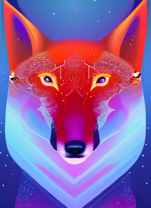 Image similar to symmetry!! product render poster vivid colors divine proportion fox, ice and snow, glowing fog intricate, elegant, highly detailed, digital painting, artstation, concept art, smooth, sharp focus, illustration,