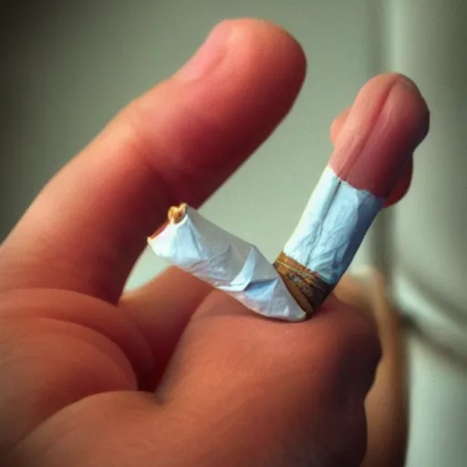 Image similar to cigarette in fingers, hyper realistic