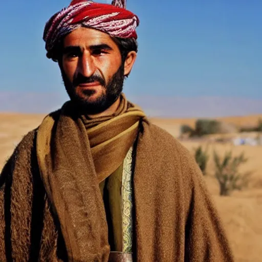 Image similar to Close up of a Kurdish shepherd wearing Kurdish clothes in a movie directed by Christopher Nolan, movie still frame, promotional image, imax 70 mm footage