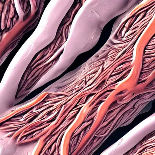 Image similar to detailed realistic illustration of damaged muscle fibres