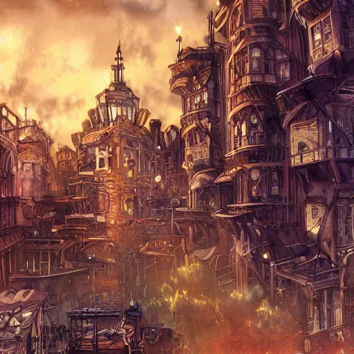 Image similar to Steampunk City, Landscape, Digitally painting