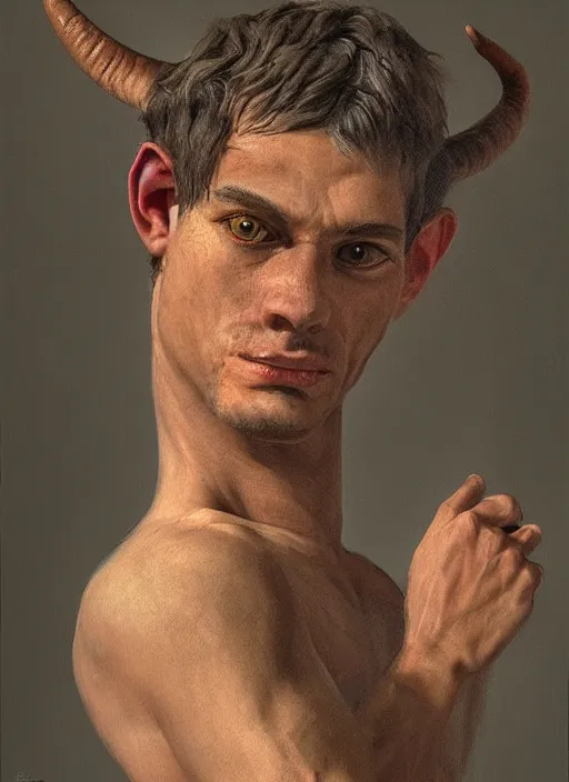 Image similar to portrait of a Satyr in the style of stefan kostic, flickr, realistic photo, sharp focus, 8k high definition, insanely detailed, intricate, elegant